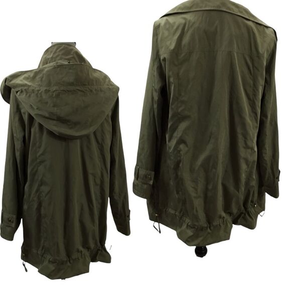 Gallery New York Olive Hooded Jacket. Many Zipper Pockets. Size M. - Picture 2 of 10